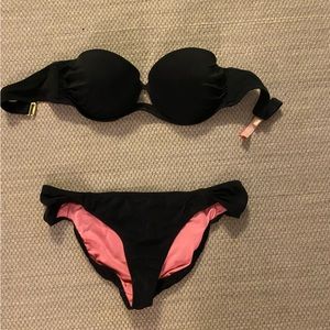 Victoria’s Secret Black Strapless Bikini-XS